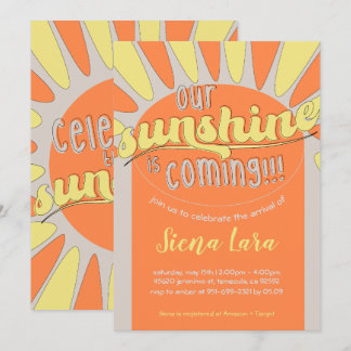 Invitación neutral de Sunshine Baby Shower Happy