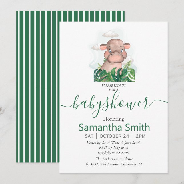 Invitación neutral del bebe de Safari (Anverso / Reverso)