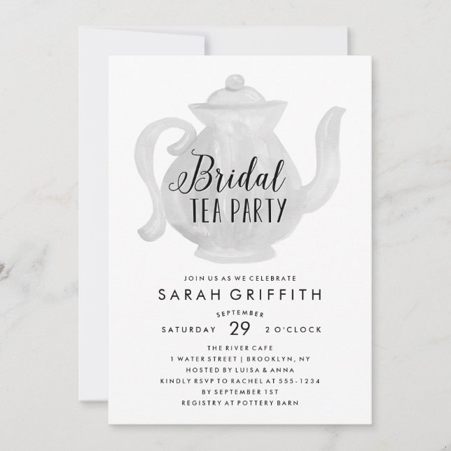 Invitación neutral del Fiesta del té de la ducha n (Anverso)