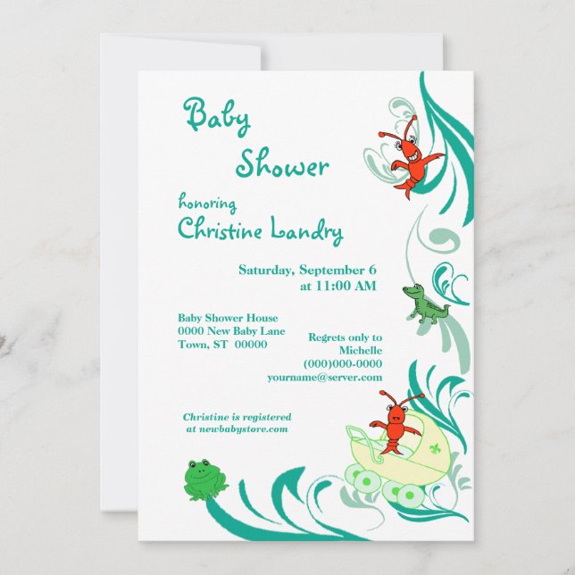 Invitación Neutral del género de Cajun Baby Shower (blanco) (Anverso)