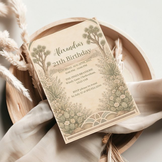 Invitación Neutral Desert Floral Birthday (Subido por el creador)