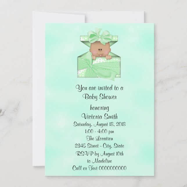 Invitación Neutral étnico del género del bebé de Baby Shower (Anverso)