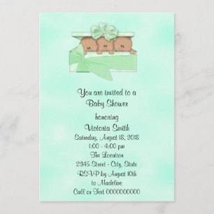 Invitación Neutral étnico del género del bebé de los tríos de