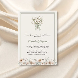 Invitación Neutral florales verde marfil Despedida de soltera