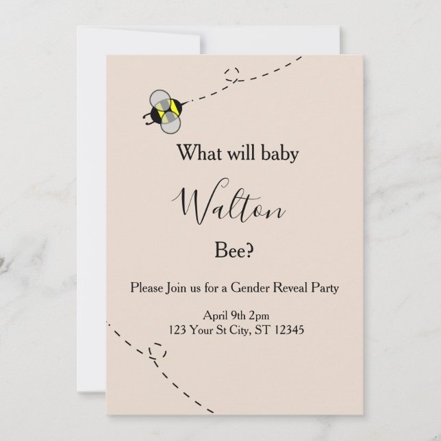 Invitación Neutral Gender Reveal Invitations Bee Themed (Anverso)