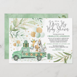 Invitación Neutral Greenery Gold Safari Drive De Baby Shower
