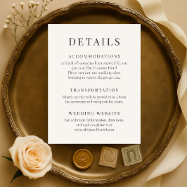 Invitación Neutral Ivory Minimalist Elegant Wedding Details