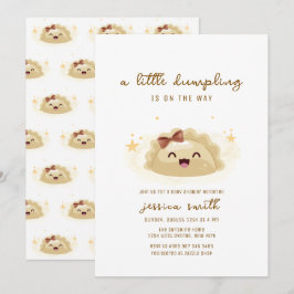 Invitación Neutral Kawaii Asian Bow Dumpling Baby Shower 