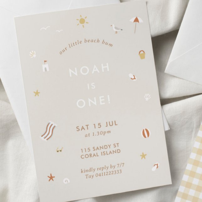 Invitación Neutral Kids Beach Pool Tema Fiesta Cumpleaños (Subido por el creador)