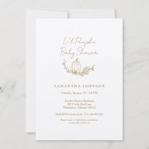 Invitación Neutral Li'l Pumpkin Ecru Baby Shower