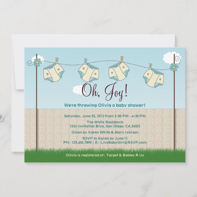 Invitación Neutral lindo Baby Shower del género de la cuerda (Anverso)