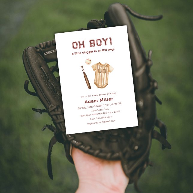 Invitación Neutral Little Slugger Baseball Baby Shower (Neutral Little Slugger Baseball Baby Shower Invitation)