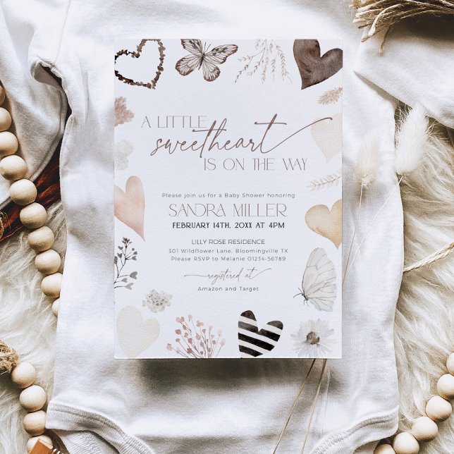 Invitación Neutral Little Sweetheart Valentine Baby Shower (Little Sweetheart Baby Shower invitation)