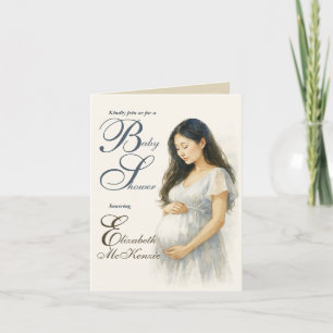 Invitación Neutral Minimal Baby Shower Asian Mom to be