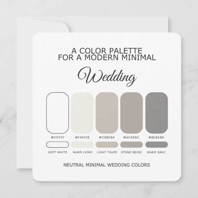 Invitación Neutral Minimal Wedding Color Palette Card (Anverso)