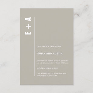 Invitación Neutral Modern Minimal Bold Initials Boda