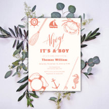 Neutral Modern Nautical Fishing Boy Baby Shower