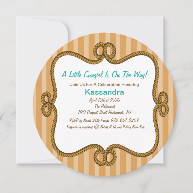 Invitación neutral occidental redonda de Baby (Anverso)