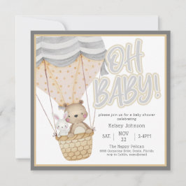 Invitación Neutral Oh Baby Animales del Bosque Baby Shower