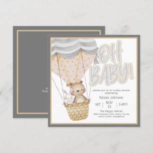 Invitación Neutral Oh Baby Animales del Bosque Baby Shower