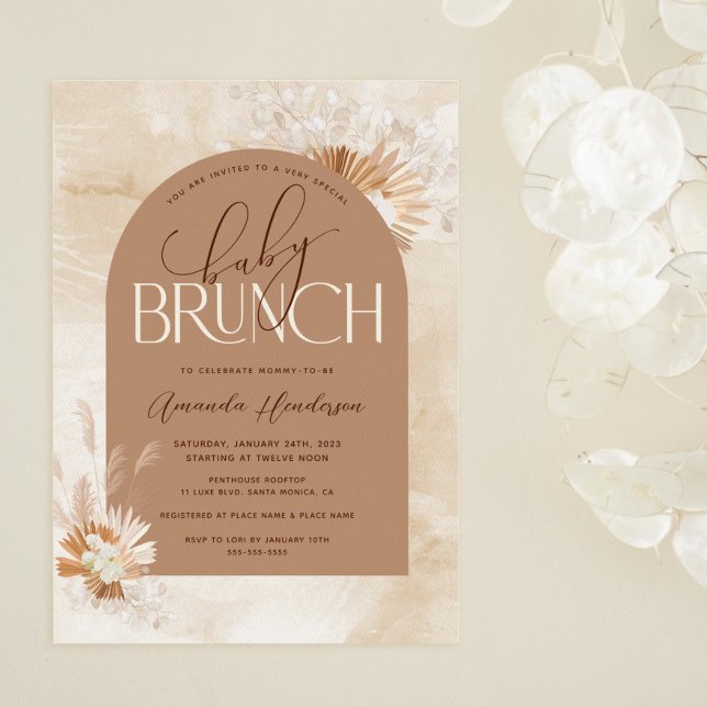 Invitación Neutral Pampas Baby Brunch Baby Shower (Subido por el creador)