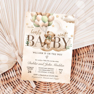 Invitación neutral para baby shower 'Apenas podemo