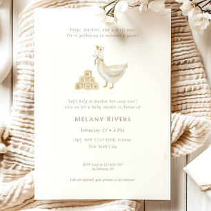 Invitación Neutral para Baby Shower Nido de Ganso