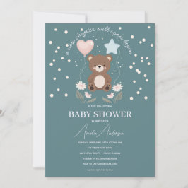 Invitación neutral para baby shower Oso de peluche