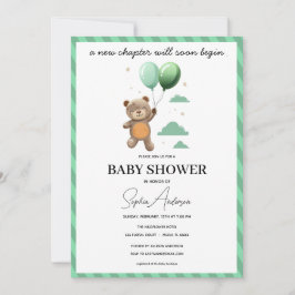 Invitación neutral para baby shower Oso de peluche