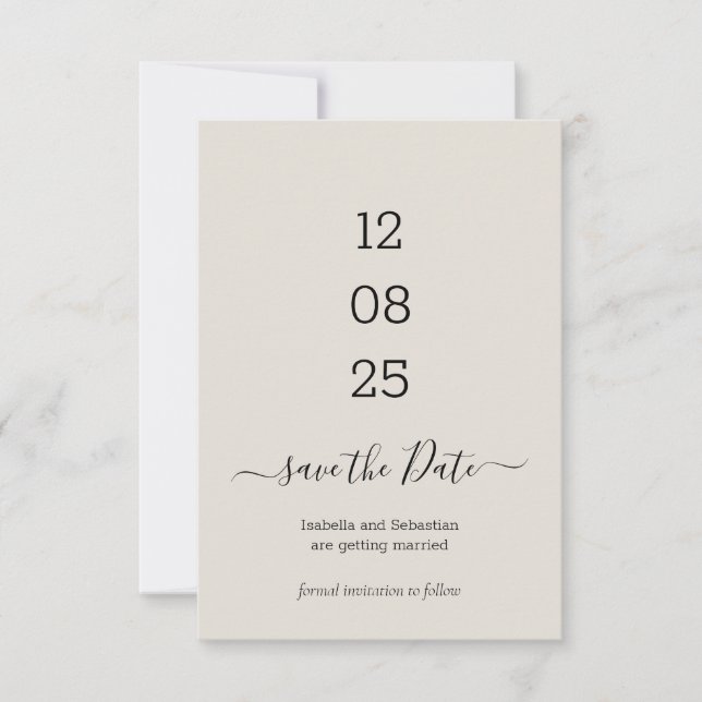 invitación neutral para guardar la fecha de la bod (Anverso)