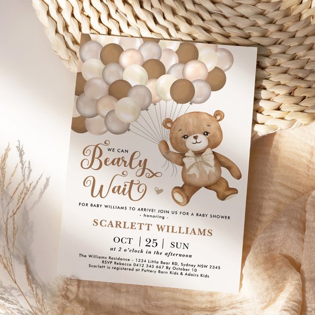 Invitación Neutral Podemos Esperar A Que Teddy Bear Baby Show (Subido por el creador)