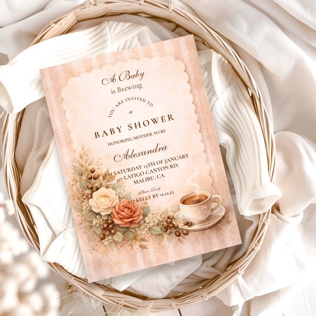 Invitación Neutral Rustic A Baby Is Brewing (Subido por el creador)