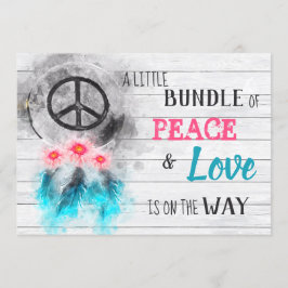 Invitación *~ Neutral Rustic Peace & Love Hippie Baby Shower