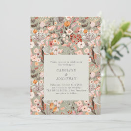 Invitación Neutral Rústica Tierra Tones Floral Boho Boda
