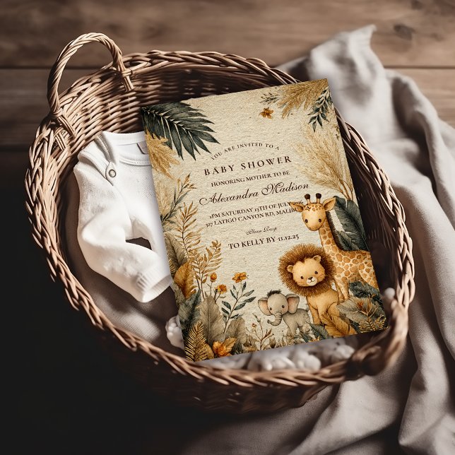 Invitación Neutral Safari Woodland Baby Shower (Subido por el creador)