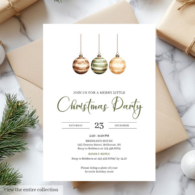 Invitación Neutral Sage Ivory Scandinavian Christmas Party (Neutral Sage Ivory Scandinavian Christmas Party

)