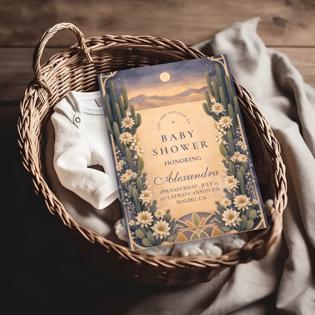 Invitación Neutral Southwest Cactus Botanicals Baby Shower (Subido por el creador)