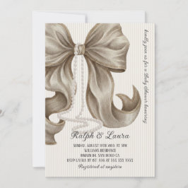 Invitación Neutral Striped Bow Girl Baby Shower
