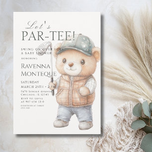 Invitación Neutral Teddy Golf Club Deja Par-Tee Baby Shower