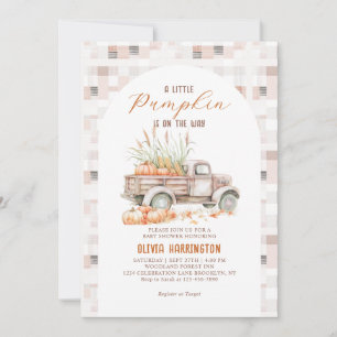 Invitación Neutral Un pequeño camionero de calabaza Baby Show