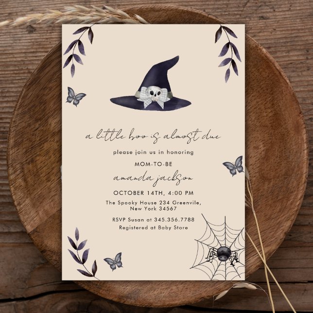 Invitación Neutral Un pequeño Gorra de Brujas Baby Shower (Neutral A Little Boo Witch Hat Baby Shower Invitation)