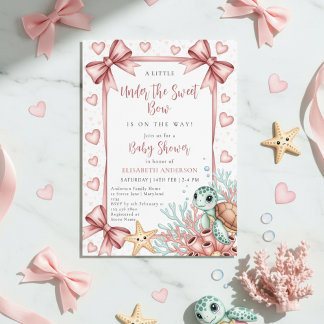 Invitación Neutral under the sea bow sweetheart baby shower