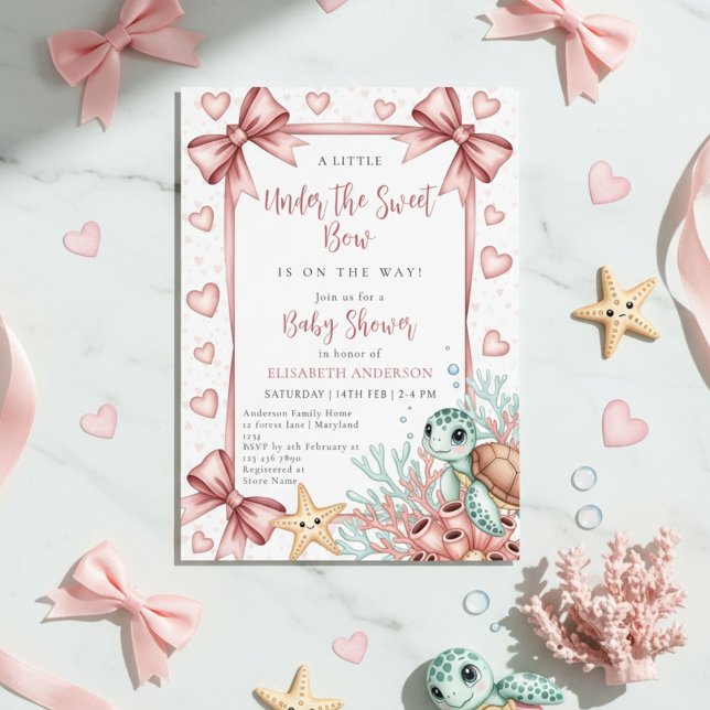 Invitación Neutral under the sea bow sweetheart baby shower (Subido por el creador)