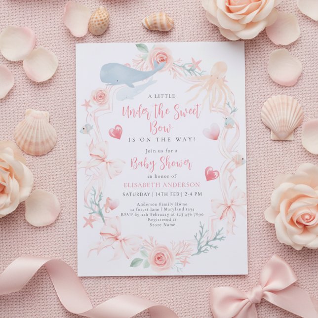 Invitación Neutral under the sea bow sweetheart baby shower (Subido por el creador)