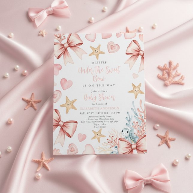 Invitación Neutral under the sea bow sweetheart baby shower (Subido por el creador)