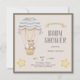 Invitación Neutral Watercolor Woodland Animals Baby Shower