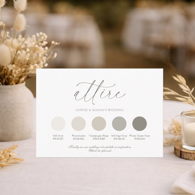 Invitación Neutral Wedding Attire Color Palette Card  (Subido por el creador)