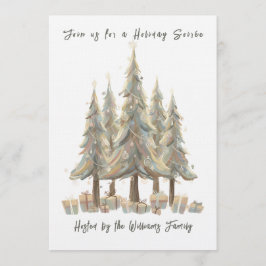 Invitación Neutral White Christmas Trees Cream Holiday