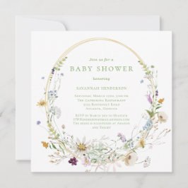 Invitación Neutral Wildflower Floral Baby Shower