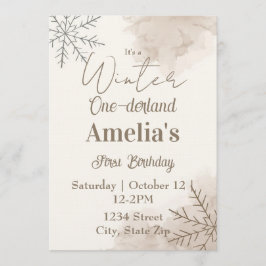Invitación Neutral Winter First Birthday Invitation – Minimal